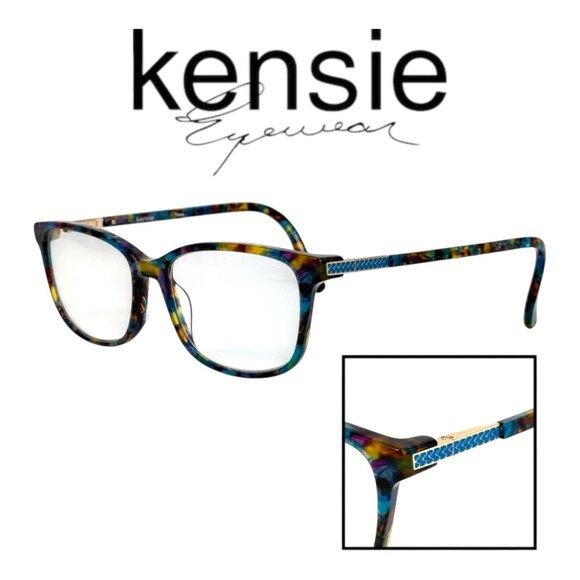 Kensie Yass Eyeglass‎ *Frames Only* Turquoise Multicolor Plastic Womens Tortoise - Picture 1 of 6